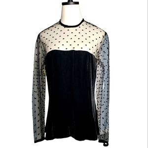 Vtg Mesh Swiss Dot Sheer Top 14 Velvet Silk Blend Whimsigoth Withcy Fairy COS